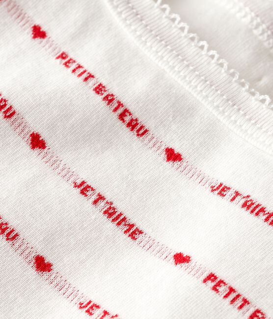 Damen-Trägerhemd aus Baumwolle weiss MARSHMALLOW/rot TERKUIT