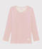 Langärmeliges T-Shirt aus Wolle und Baumwolle mit Ringelstreifen für Mädchen rosa CHARME/weiss MARSHMALLOW