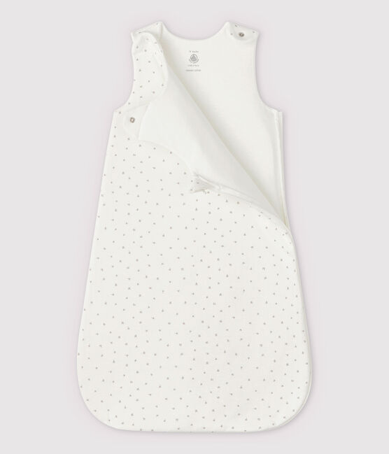 Witte tubic babytrappelzak van biokatoen weiss MARSHMALLOW/weiss MULTICO
