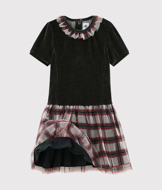 Kurzärmeliges Kinderkleid für Mädchen schwarz NOIR/weiss MULTICO