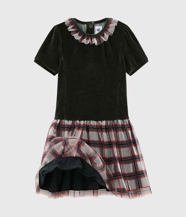 Kurz&auml;rmeliges Kinderkleid f&uuml;r M&auml;dchen schwarz/vielfarbig