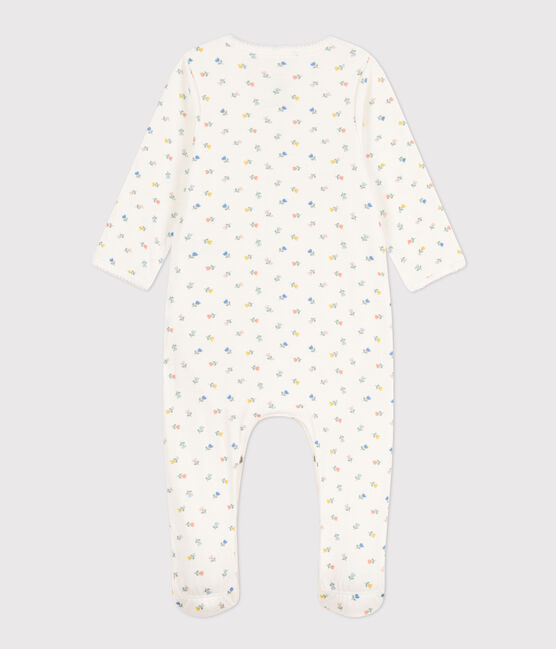 Baby-Bodyjama aus Baumwolle mit Blumen weiss MARSHMALLOW/weiss MULTICO