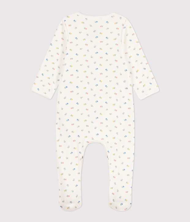 Baby-Bodyjama aus Baumwolle mit Blumen weiss/vielfarbig