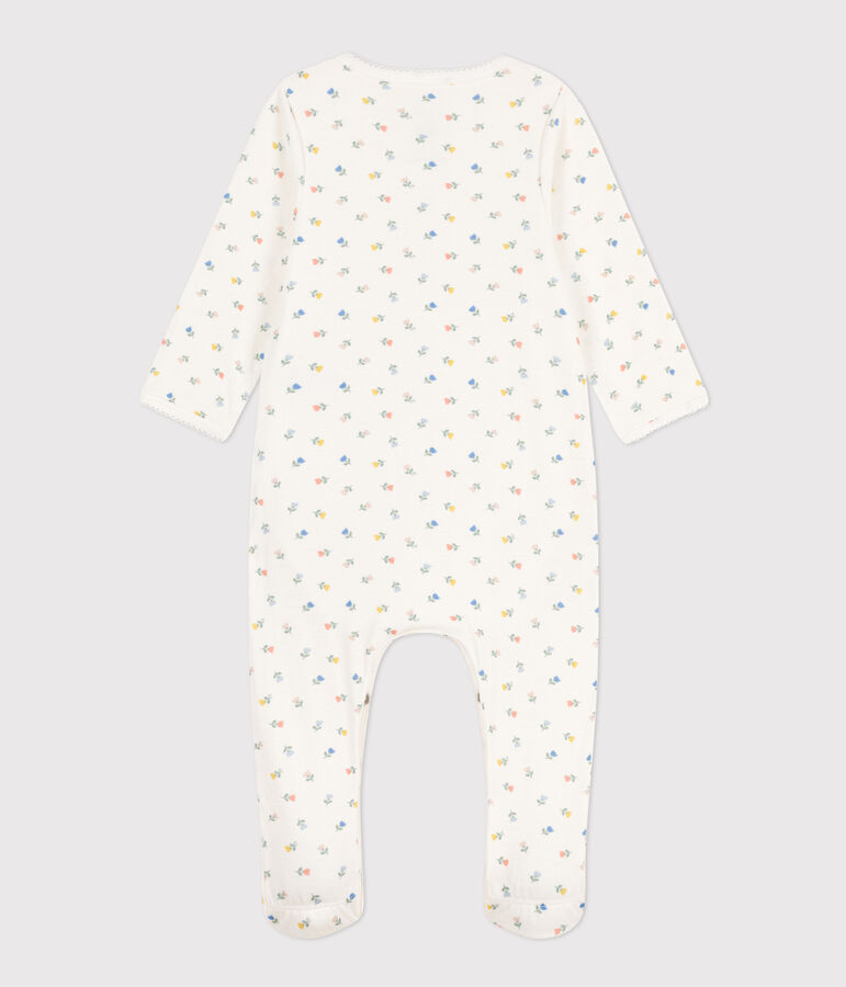 Baby-Bodyjama aus Baumwolle mit Blumen weiss/vielfarbig