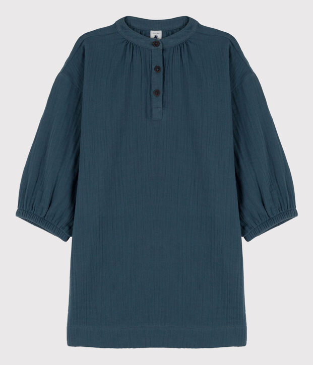 Lang&auml;rmeliges Kinderkleid aus Baumwollgaze f&uuml;r M&auml;dchen grau
