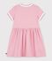 Kurz&auml;rmeliges Kinder-Kleid aus Baumwolle mit Streifen rosa/weiss