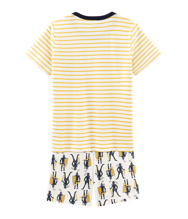 Kurzpyjama aus Rippstrick f&uuml;r kleine Jungen weiss/vielfarbig