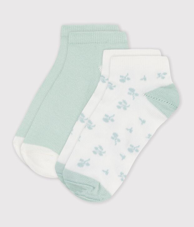 2 Paar Socken f&uuml;r M&auml;dchen aus Baumwolle mit Blumenmuster vielfarbig
