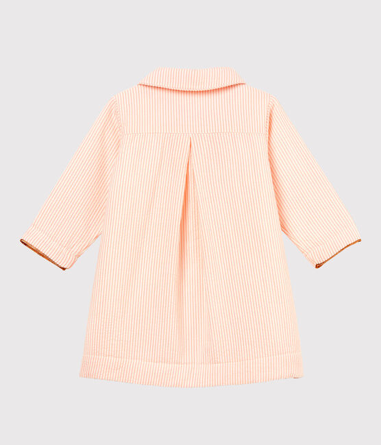 Gestreifter baby-mantel mädchen weiss MARSHMALLOW/rosa ROSAKO
