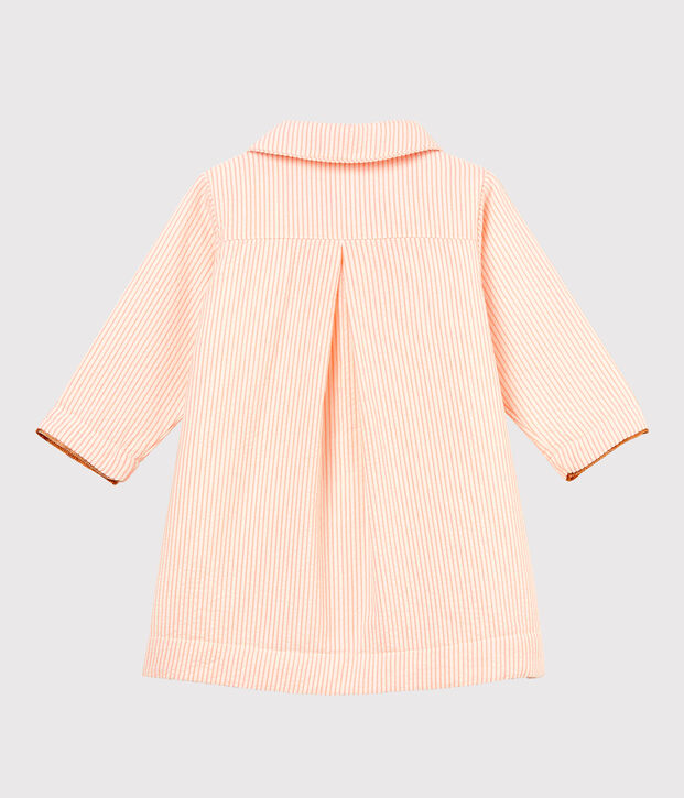 Gestreifter baby-mantel m&auml;dchen weiss/rosa