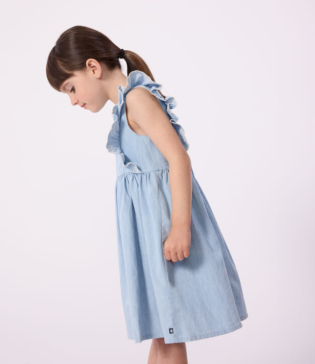 &Auml;rmelloses Kinder-Kleid aus Baumwolle blau
