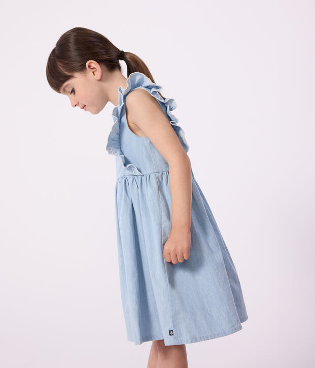 &Auml;rmelloses Kinder-Kleid aus Baumwolle blau