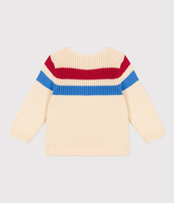 Babypullover aus Baumwollstrick mit Streifen weiss AVALANCHE/ MULTICO