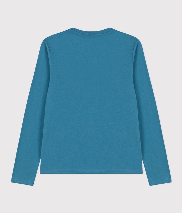 Damen-T-Shirt LE DROIT aus Baumwolle mit V-Ausschnitt blau