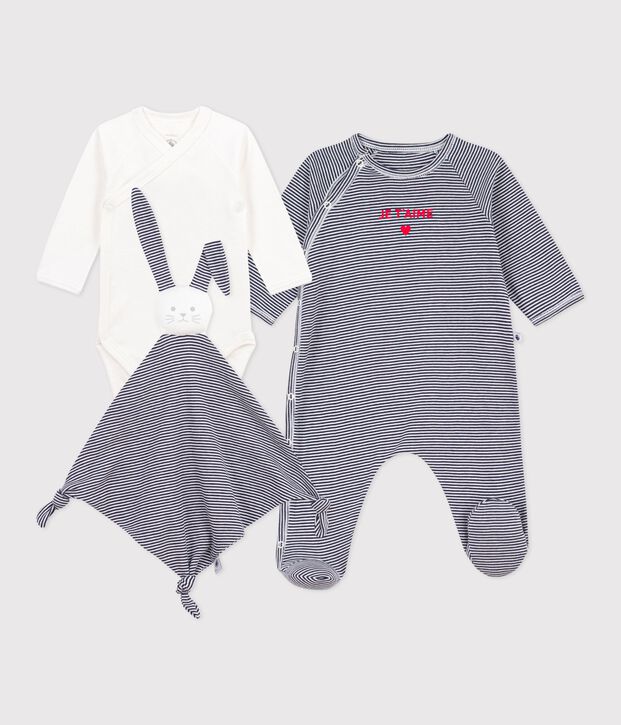 Newborn-Geschenkset aus Baumwolle mit Streifen vielfarbig