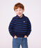 Kinder-Sweatshirt mit Polokragen aus Baumwolle mit Streifen blau/gr&uuml;n/blau