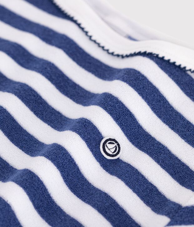 Kurz&auml;rmeliges Kinder-T-Shirt aus Baumwolle mit Streifen blau/weiss