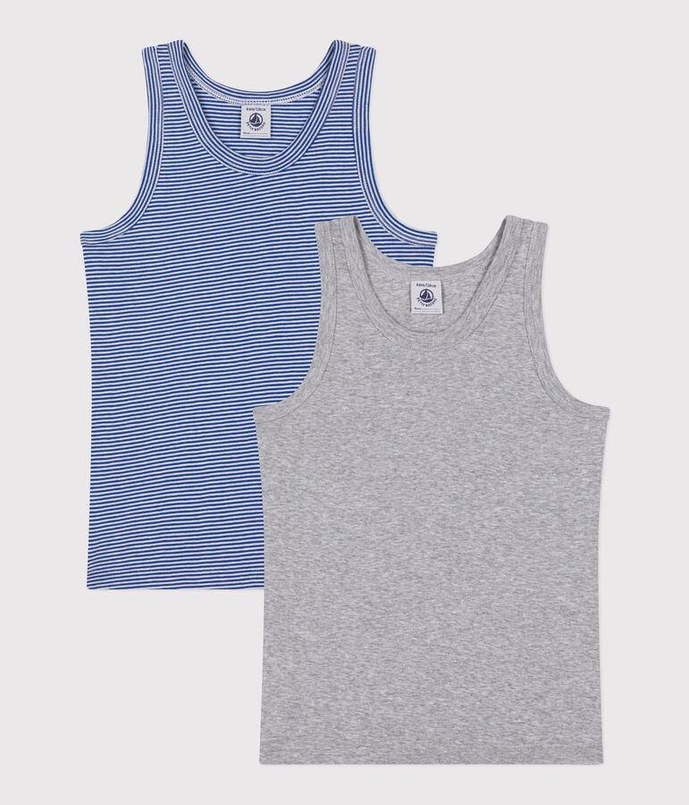 2er-Set Kinder-Unterhemden aus Baumwolle mit Streifen vielfarbig