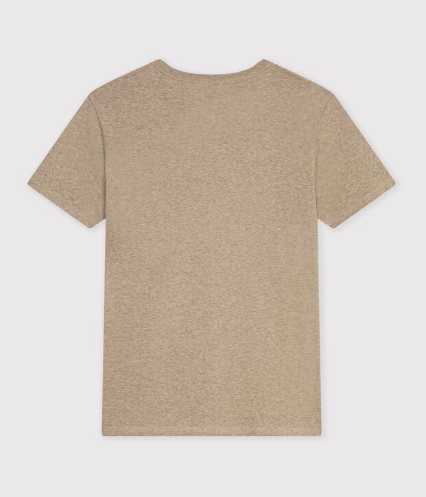 Kurz&auml;rmeliges Damen T-Shirt aus einfarbiger Baumwolle beige