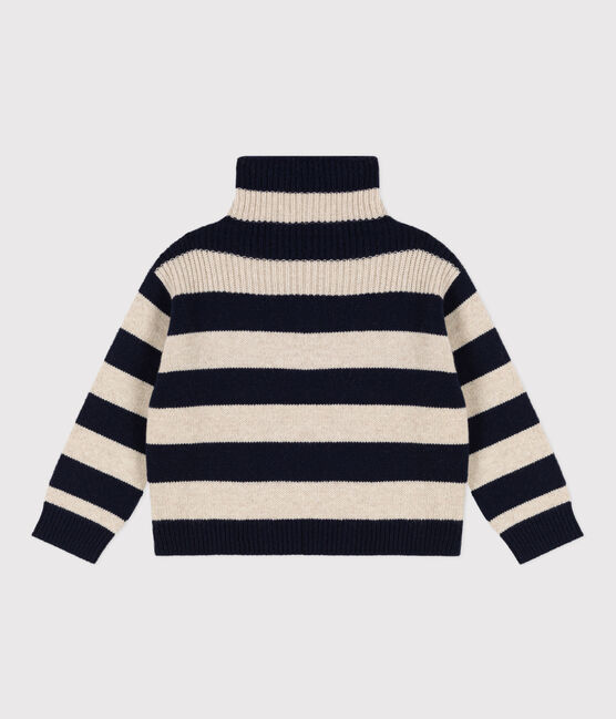 Strickpullover aus Wolle und Baumwolle für Kinder/Jungen blau SMOKING/ AVALANCHE