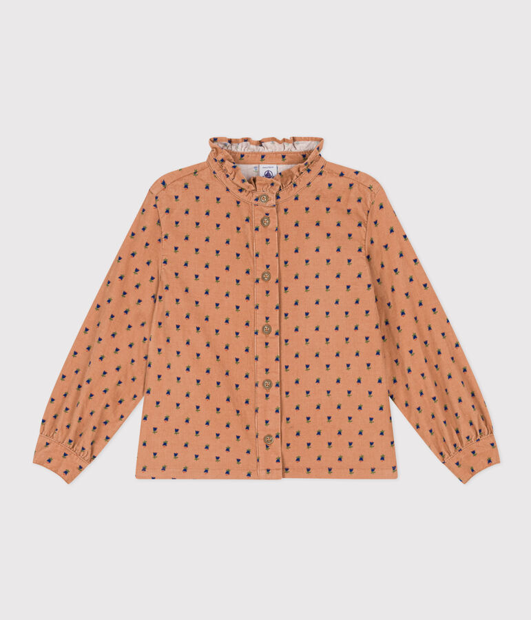 Lang&auml;rmelige Kinderbluse aus Nicki mit Blumenmotiv f&uuml;r M&auml;dchen rosa/vielfarbig