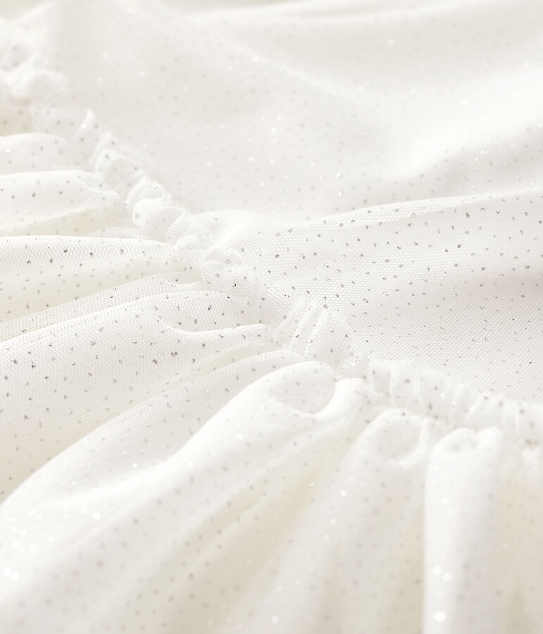 Kinder-Festtagskleid aus T&uuml;ll f&uuml;r M&auml;dchen weiss MARSHMALLOW/grau ARGENT