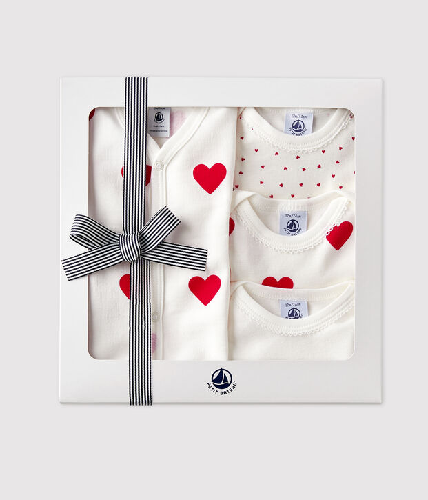 Baby-Geschenkset mit Herzmotiv vielfarbig
