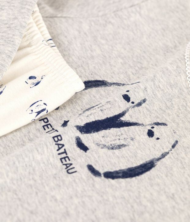Kinder-Pyjama aus Baumwolle mit Pinguin-Motiv grau/vielfarbig