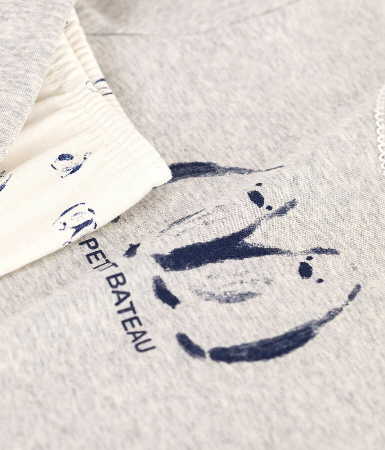 Kinder-Pyjama aus Baumwolle mit Pinguin-Motiv grau/vielfarbig