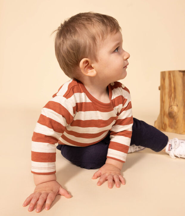 Lang&auml;rmeliges Baby-T-Shirt aus bedrucktem geflammtem Jersey braun/naturfarben