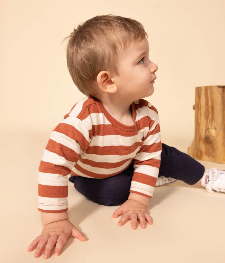 Lang&auml;rmeliges Baby-T-Shirt aus bedrucktem geflammtem Jersey braun/naturfarben