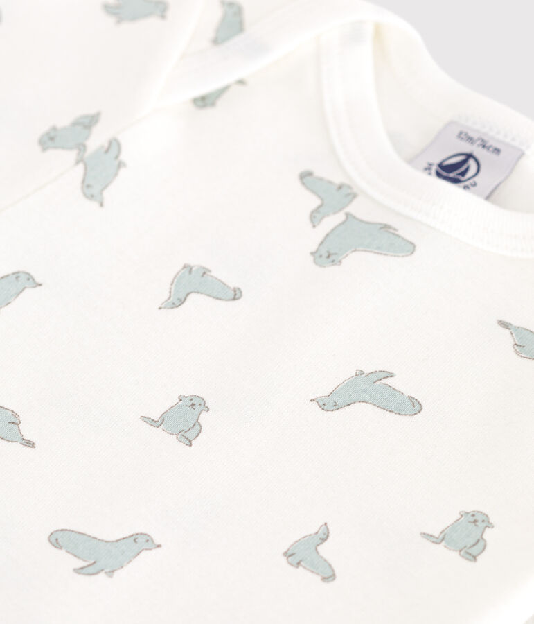 Kurz&auml;rmeliger Baby-Body aus Baumwolle mit Print weiss/gr&uuml;n