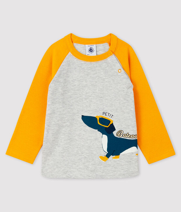 Baby-T-Shirt f&uuml;r Jungen grau/gelb