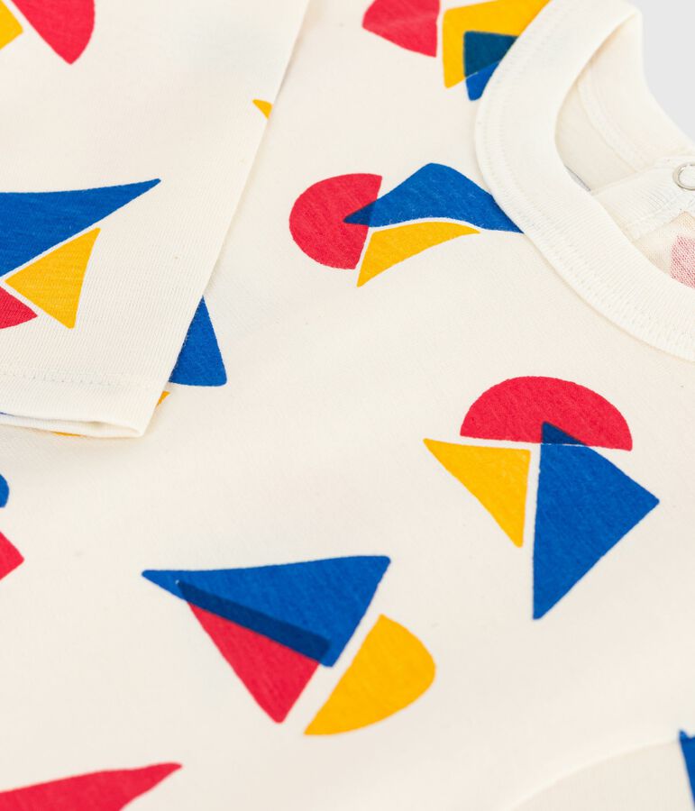 Lang&auml;rmeliges Baby-T-Shirt aus Baumwolle mit Schiffchenmuster naturfarben/vielfarbig