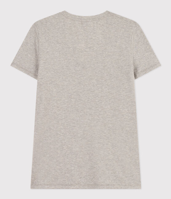 Damen-T-Shirt LE DROIT aus Baumwolle mit V-Ausschnitt grau CHATON CHINE