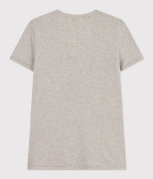 Damen-T-Shirt LE DROIT aus Baumwolle mit V-Ausschnitt grau