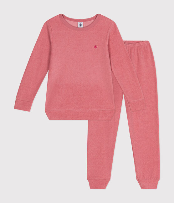 Kinder-Pyjama aus aufgerautem einfarbigen Frottee rosa ROSEWOOD
