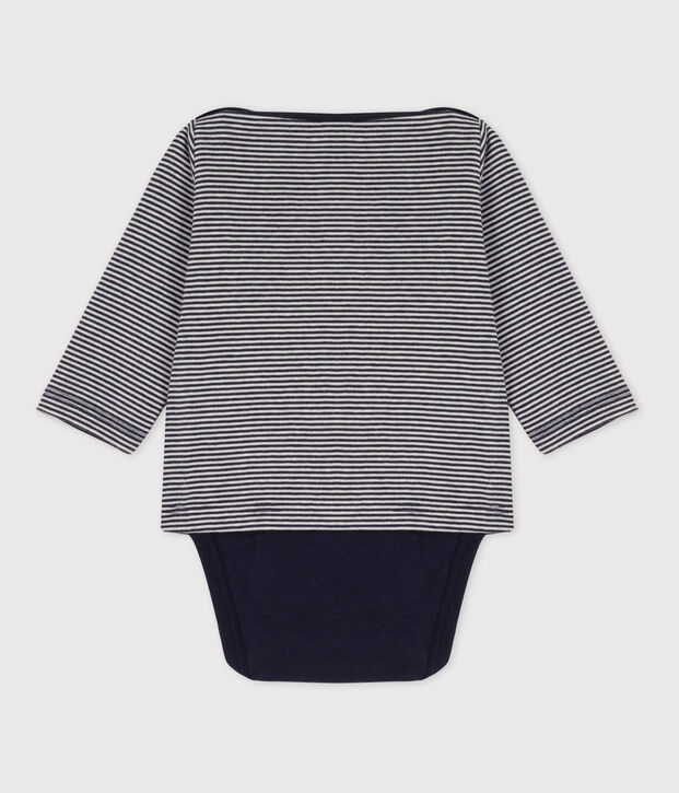 Body und T-Shirt aus Baumwolle f&uuml;r Babys blau/weiss