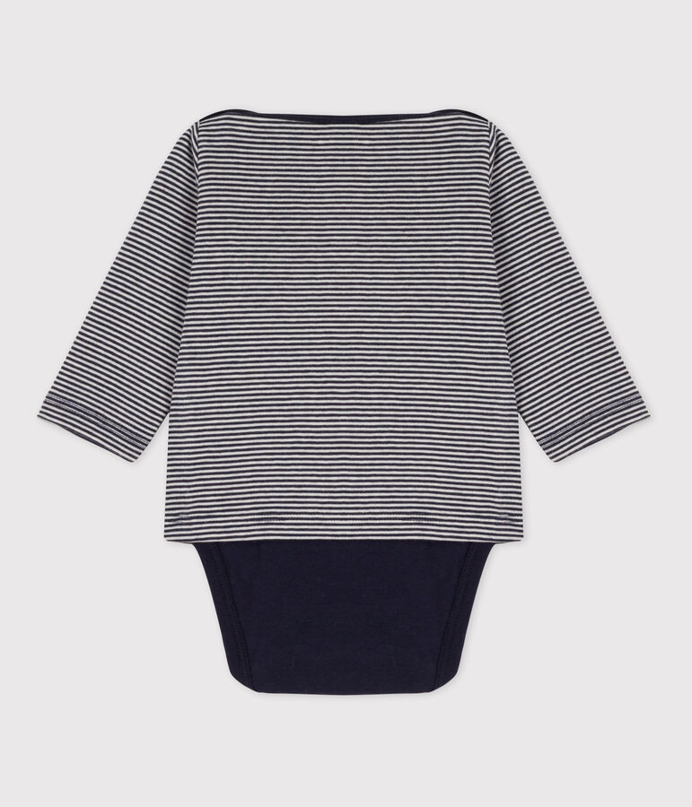 Body und T-Shirt aus Baumwolle f&uuml;r Babys blau/weiss