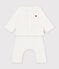 Baby-Set aus schlichtem, besticktem Baumwollstoff weiss