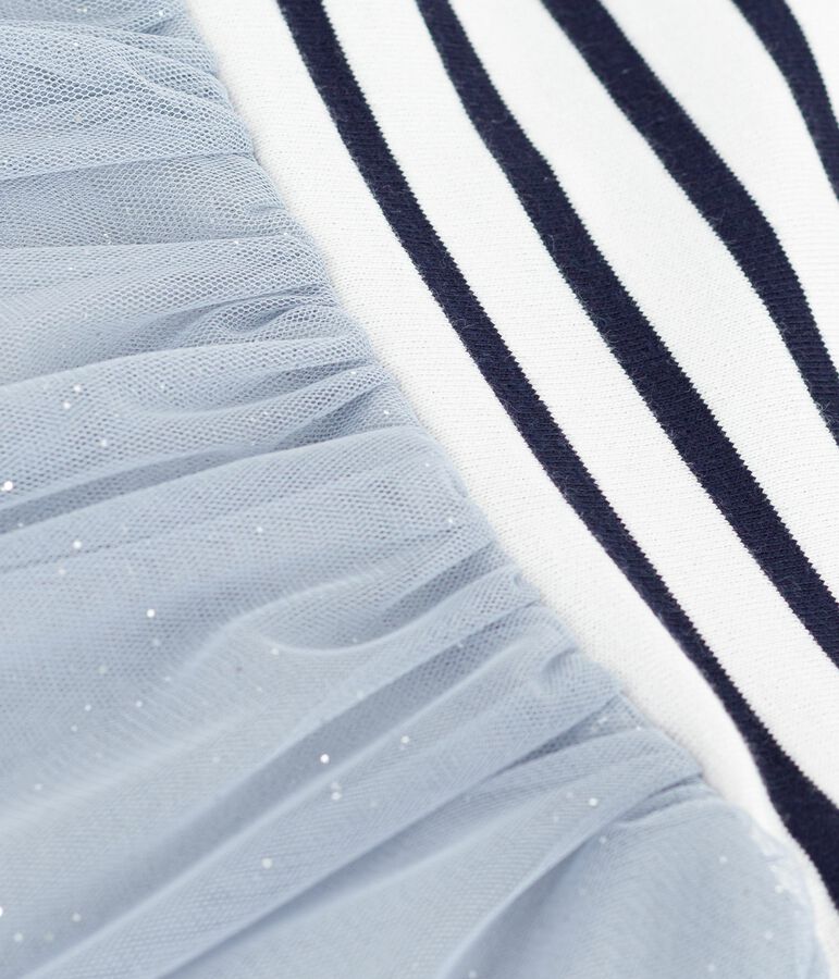 Kurz&auml;rmeliges Baby-Kleid aus zwei Stoffen blau/vielfarbig