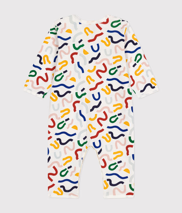 Baby-Strampler ohne F&uuml;&szlig;e aus Baumwolle mit leuchtendem Printmotiv weiss/vielfarbig