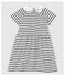 Kurzärmeliges gestreiftes Babykleid aus Rippstrick für Mädchen weiss MARSHMALLOW/blau SMOKING