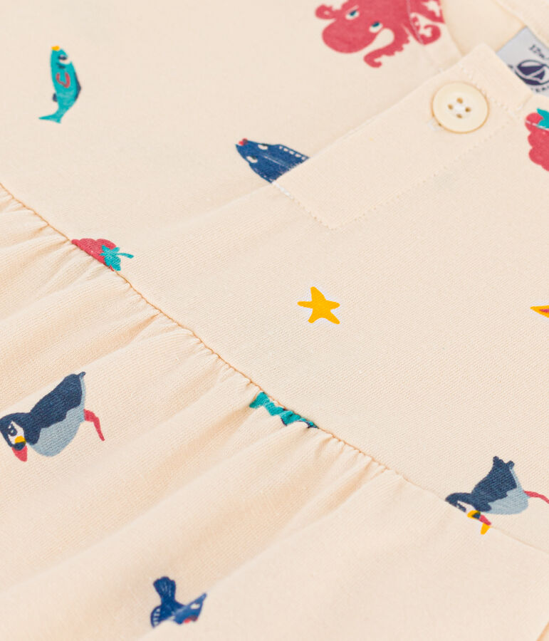 Kurz&auml;rmeliges Baby-Kleid aus bedrucktem Jersey weiss AVALANCHE/ MULTICO