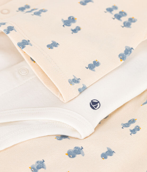 3-teiliges Baby-Set aus Molton naturfarben/vielfarbig