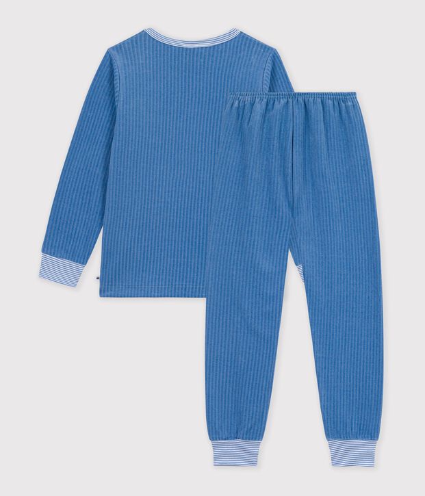 Kinder-Pyjama aus einfarbigem Feincord blau