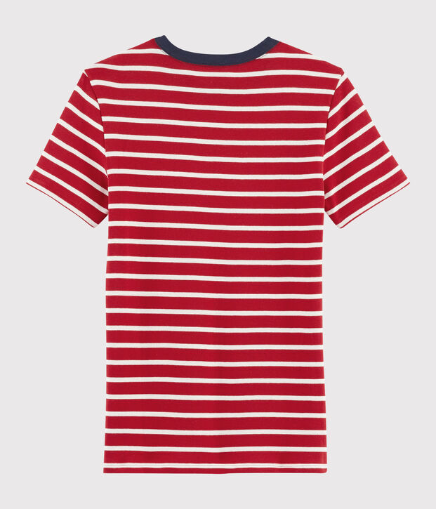 Damen-T-Shirt mit Rundhalsausschnitt rot/weiss