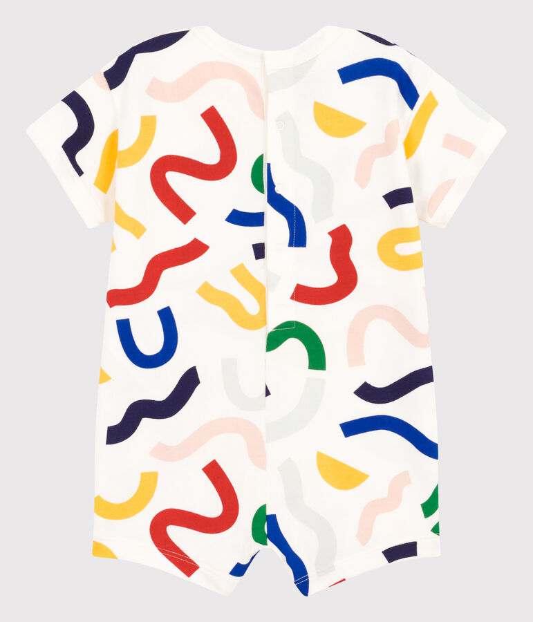 Baby-Kurzoverall aus Molton weiss/vielfarbig