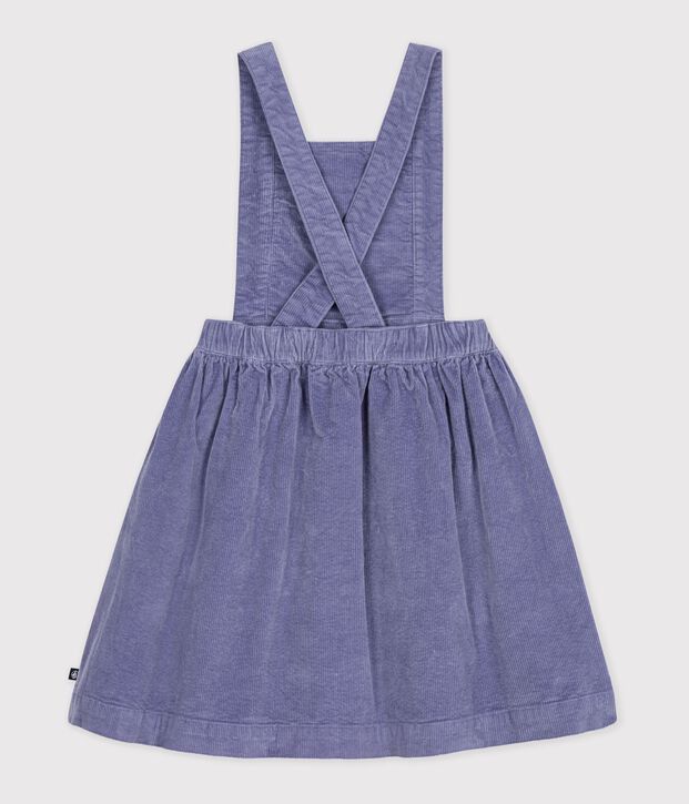 Kinder-Latzkleid aus einfarbigem Feincord violett