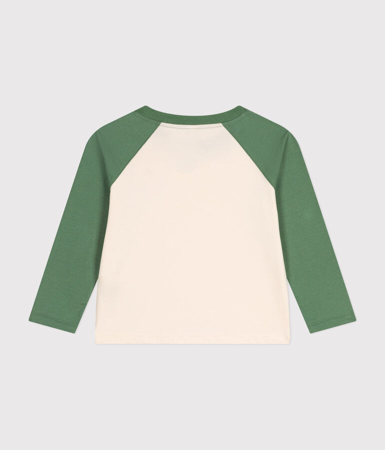 Lang&auml;rmeliges Kinder-T-Shirt aus feinem Jersey f&uuml;r Jungen naturfarben/gr&uuml;n